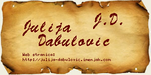 Julija Dabulović vizit kartica